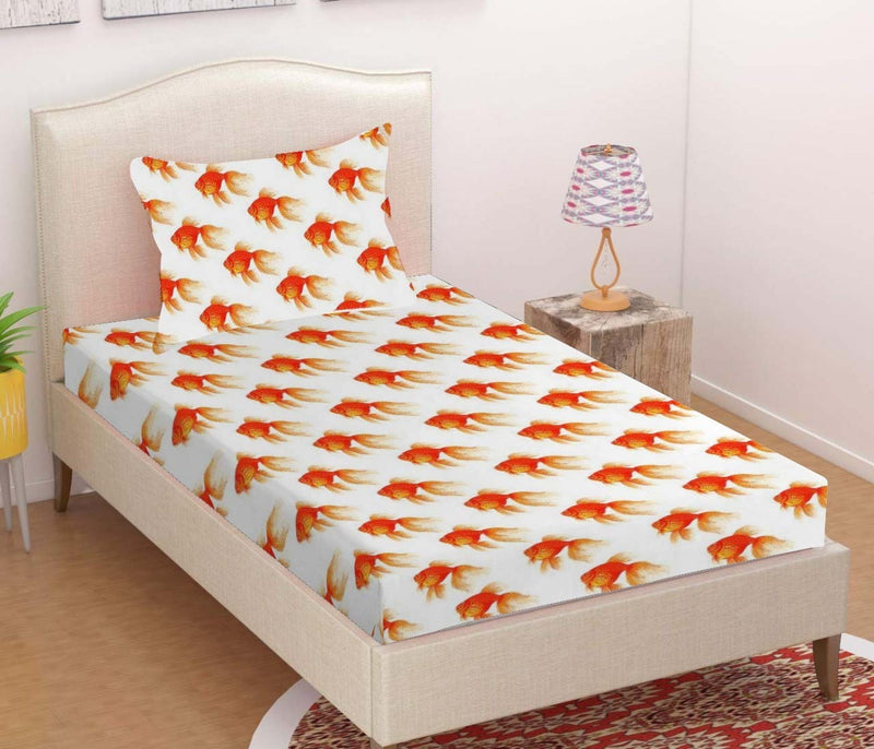 PRIME  - 2 Pc Pack -  Single Bed Sheet Set -Gold Fish