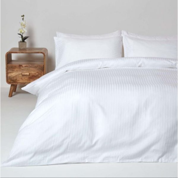 Bed sheet set White 3mm Stripe