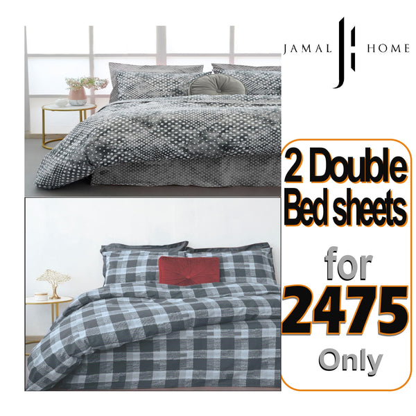 T-200 fashion life  - 2 Pc Pack -  Double Bed Sheet Set