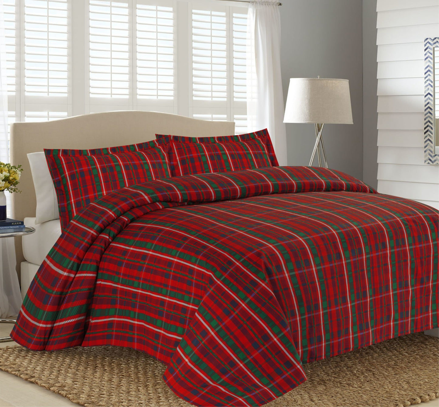 BED SHEET SET RED CHECK F