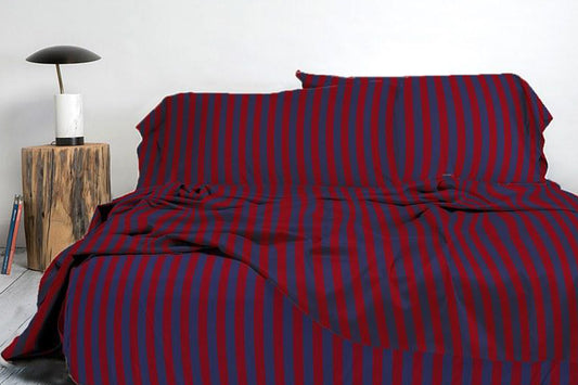 Duvet Cover Set Navy & Red Strips